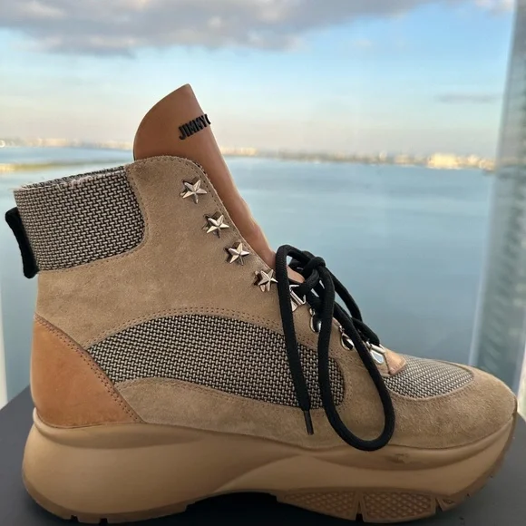 Jimmy Choo Beige and Black Star-Embellished Boots - Picture 8 of 13